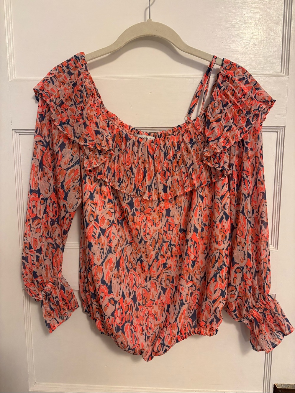 Ramy Brook Women’s Coral Floral Ruffle Off-Shoulder Blouse